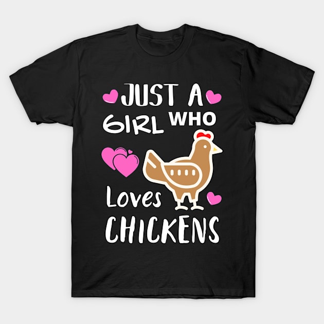 JUST A GIRL WHO LOVES CHICKENS | Funny Chicken Quote | Farming Hobby T-Shirt by KathyNoNoise